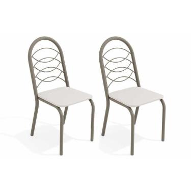 Imagem de Cadeira Sala de Jantar Holanda 2C009NK Aço Kit 2 Uni Niquel/Branco 106 - Kappesberg