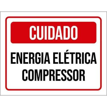Imagem de Kit 10 Placa Acm Energia Elétrica Compressor 18X23 - Sinalizo