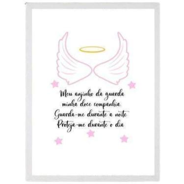 Imagem de Quadro Decorativo Meu Anjinho Da Guarda 33X24 Madeira Branca