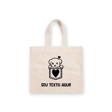 Imagem de Sacola de Algodão Cru Personalizada Love Dog - 20cm x 22cm - 1 unidade