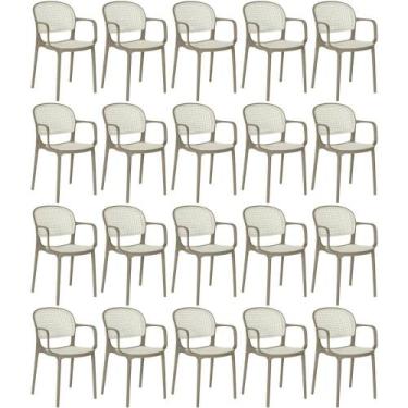 Imagem de Kit 20 Cadeiras de Jantar Roma Prática com Braços para Sala e Cozinha 