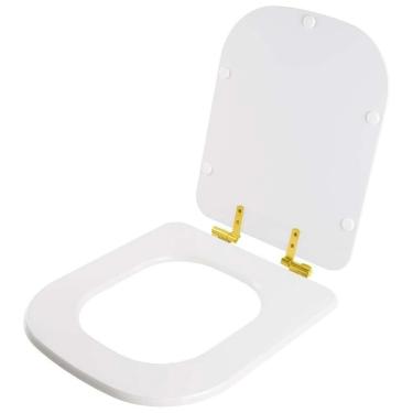 Imagem de Assento Sanitário Com Fechamento Lento Debba Branco Para Vaso Roca Com Ferragem Dourada