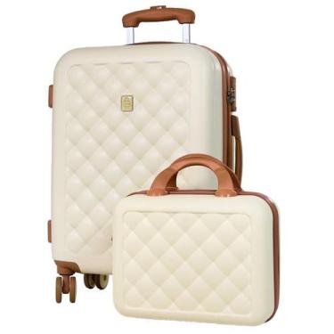 Imagem de Kit mala pequena de bordo e frasqueira elegance - Malissima, Bege