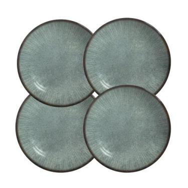 Imagem de Jogo 4 Pratos Fundo Coup Síria Verde em Cerâmica Alleanza 25cm