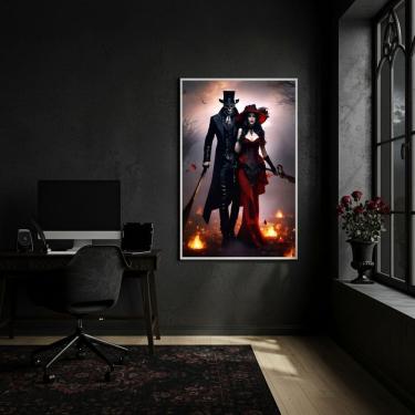Imagem de Quadro Decorativo Exu Caveira e Pomba Gira - 70x50cm