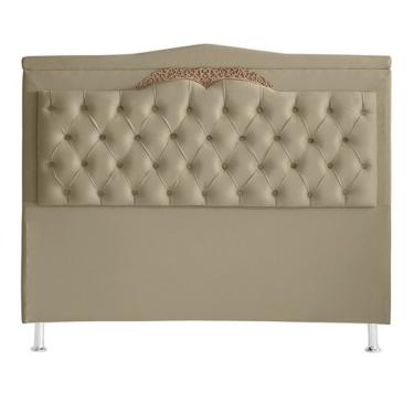 Imagem de Cabeceira para Cama Box Madri Casal King Suede Capitonê 195x131x10cm Bege Do Lar Móveis...