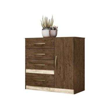 Imagem de Cômoda Sapateira Vênus 97cm 1 Porta com Pés Castanho Wood Avelã Flex M
