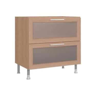 Imagem de Balcão De Cozinha Ditália Aspen 2 Gavetas Vidro Carvalho Cd-108 - DITÁ