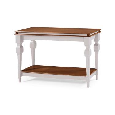 Imagem de Aparador para Sala e Divisor de Ambiente com 1 Prateleira 2004 Manchester Linz Móveis - Off White/Imbuia