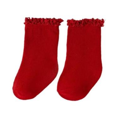 Imagem de Meias De Algodão Com Babados Para Bebês Meninas, Meias Curtas De Princ