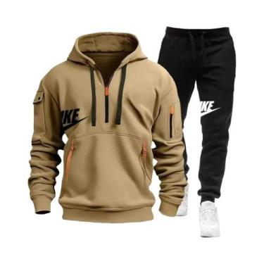 Imagem de Conjunto De Moletom Com Zíper E Calças Para Homens, Casual E Quente, R