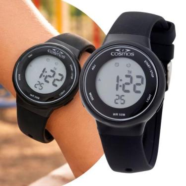 Imagem de Relógio Infantil Digital Masculino Preto de Pulso com Pulseira de Sili