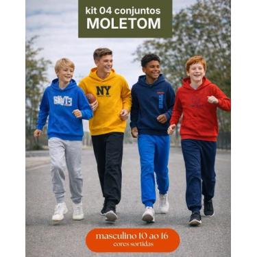 Imagem de Kit 4 Conjunto Moletom Infantil Juvenil Masculino Blusa e Calça Flanel