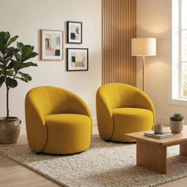 Imagem de Poltrona Sala Orgânica Lua Base Fixa Kit 2 Napoli Impermeável D03 - D 