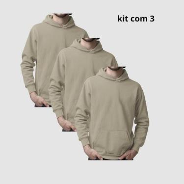 Imagem de Kit 3 Moletons Unisex Com Capuz Estilo Urbano Confortável - Lucam, Beg