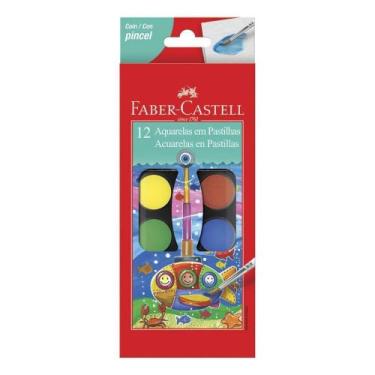 Imagem de Estojo Aquarela em Pastilhas 12 Cores Pincel Faber Castell