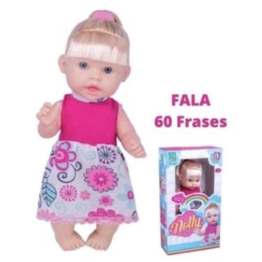 Imagem de Boneca Bebe Que fala Nolly Fala 60 Frases Fofas 31Cm Estilo Reborn - S
