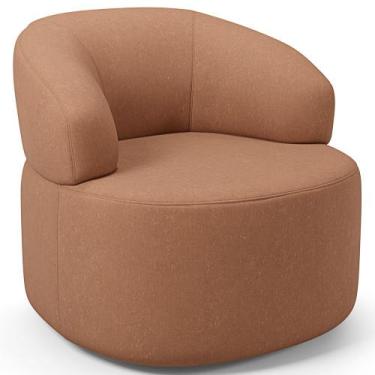 Imagem de Poltrona Giratória Orgânica Para Sala de Estar Living Helena L02 Linho