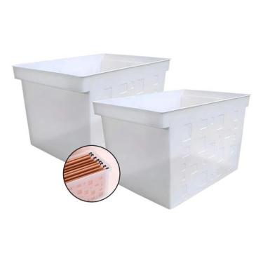 Imagem de Kit 2 Caixa Arquivo Multiuso Larga Pasta Suspensa Dello Cristal - Delo