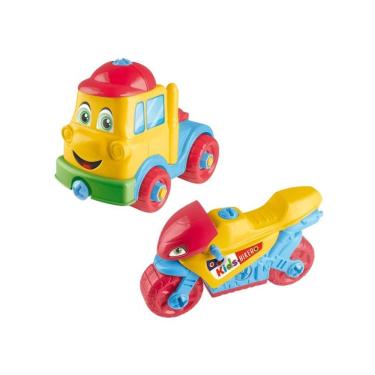 Imagem de Brinquedo Infantil Kit com Moto e Caminhão Que Estimula Coordenação Motora com Rodas Gi...