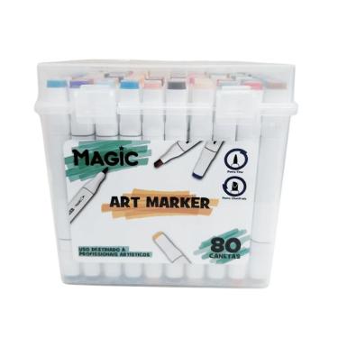 Imagem de Marcador Artístico Ponta Dupla E-Kids Art Marker 80 Cores com Tinta à Base de Água e Se...