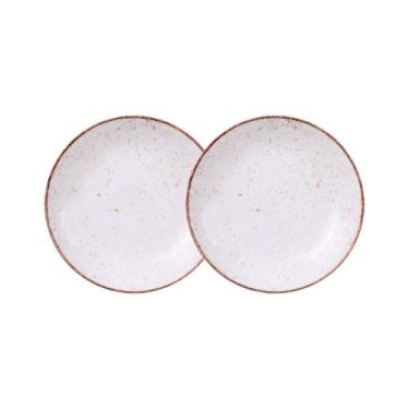 Imagem de Jogo De Pratos Fundo 2 Peças Rústico 22 Cm Porcelana Decorada Tramonti