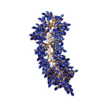 Imagem de Tiara De Cristal Com Pérolas E Strass Azul Para Mulheres, Acessório De