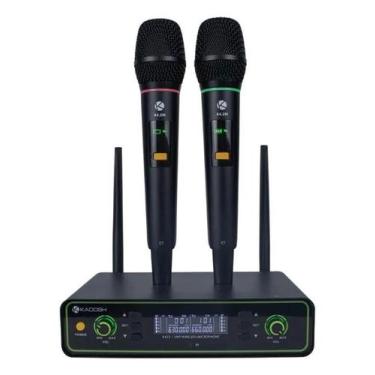 Imagem de Microfone Sem Fio Duplo De Mão Uhf 200 Canais Kadosh K-422m Cor Preto,