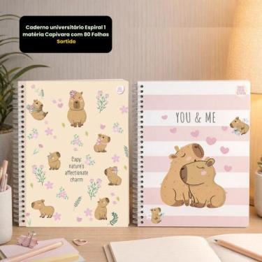 Imagem de Caderno Universitário Espiral 1 Matéria Capivara 80 Folhas Capa Sortid