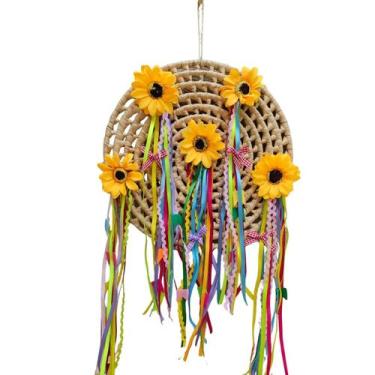 Imagem de Guirlanda Girassol com fitas Decoração Festa Junina porta - sm decora
