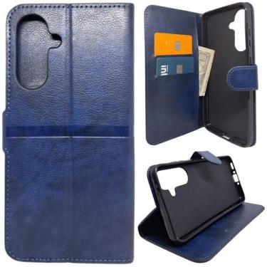 Imagem de Capa Carteira para Samsung A17 (Tela de 6.7) Capinha Case Cor:Azul Mar