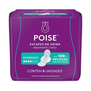 Imagem de Absorvente Longo Escape de Urina Moderada com Abas Poise 8 Unidades