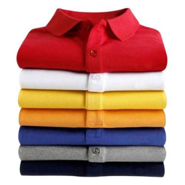 Imagem de Kit com 6 Camisas Polo Lisa Masculina Em Algodão Piquet Plus Size G1 a