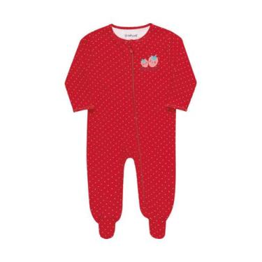 Imagem de Macacão Longo com Pé Bebê Menina Poá Vermelho - Kamylus, M