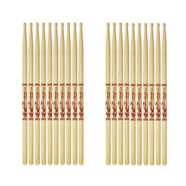 Imagem de Kit 10 Pares De Baquetas 5A Para Bateria Madeira Natural - LIVERPOOL