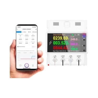 Imagem de Interruptor Inteligente Tuya WIFI 100A Para Trilho DIN Com Controle Re