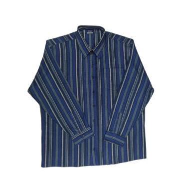 Imagem de Camisa Plus Size Flanela Manga Longa Masculina Listrada com bolso 100%