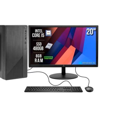 Imagem de Computador com Monitor 20 Kit Usb Intel Core I5 3a Geração 3.20GHz 8GB Ram Ssd 480GB Windows 10 Brazil PC