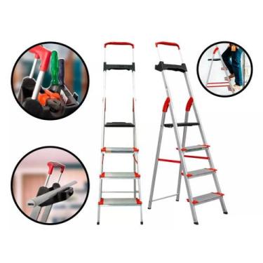 Imagem de Escada Comfort 04 Degraus Alumínio Reforçada Alumasa 150kg