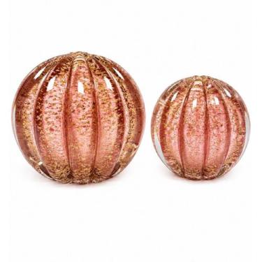 Imagem de Conjunto de 2 Esferas Rosa com Dourado Tamanhos P e M  Casa Del Grande