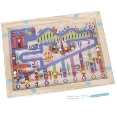 Imagem de Labirinto Tabuleiro Magnético De Madeira Brinquedo Montessori TEA Auti