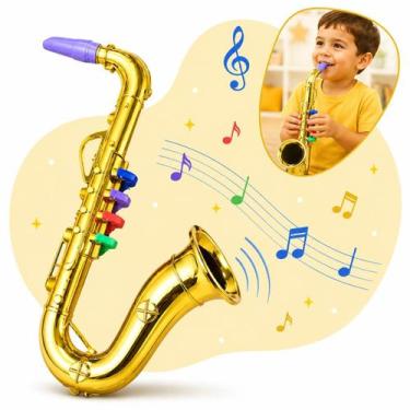 Imagem de Saxofone Infantil Instrumento Musical Brinquedo Teclas Coloridas Notas