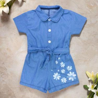 Imagem de Macacão Jeans Para Bebê - Conforto E Estilo Para Meninas Cor:Azul Clar
