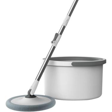 Imagem de Esfregão Mop Giratório 360 Slim Kit Completo para Limpeza com Balde 13L Metal Plástico Fibra Branco Carisma