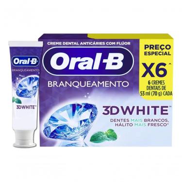 Imagem de Pasta de Dente Oral-b 3d White Branqueadora com Fluor 6 Unidades de 70g