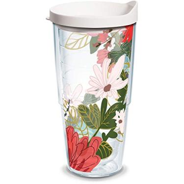 Imagem de Tervis Copo de viagem com isolamento térmico de parede dupla floral macio feito nos EUA, mantém as bebidas frias e quentes, 680 g, clássico