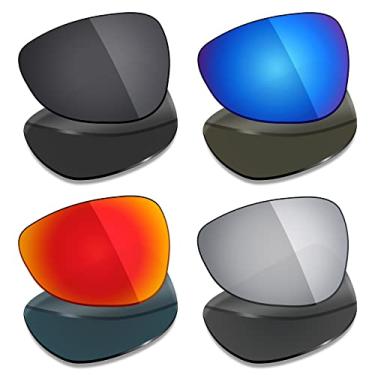 Imagem de Mryok 4 pares de lentes polarizadas de substituição para óculos de sol Oakley Grapevine – Stealth Black/Fire Red/Ice Blue/Silver Titanium