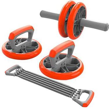 Imagem de Arm Trainer Push Up Stand Double Wheel Set Abdominal Power Roda Ab Roller Ginásio Muscle Exercício Equipamento De Fitness,Orange