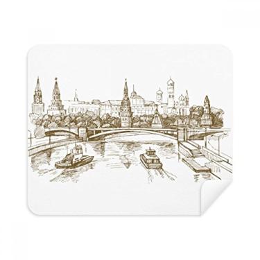 Imagem de Pano de limpeza River Bridge Landmark Sketch Limpador de tela 2 peças de tecido de camurça