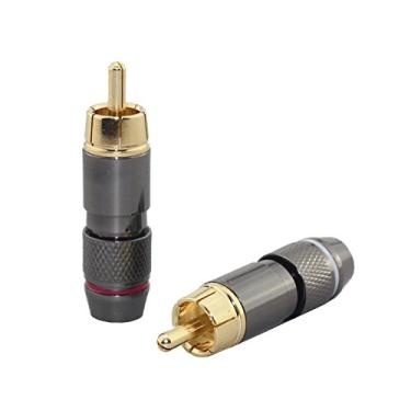 Imagem de [2 peças] Adaptador macho RCA de alta extremidade, conector de solda banhado a ouro, Wv-hfr2in1